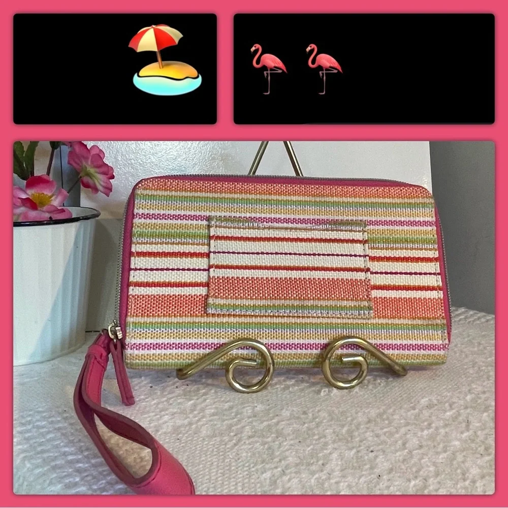 Striped Pink‎ and Cream Wallet or Clutch